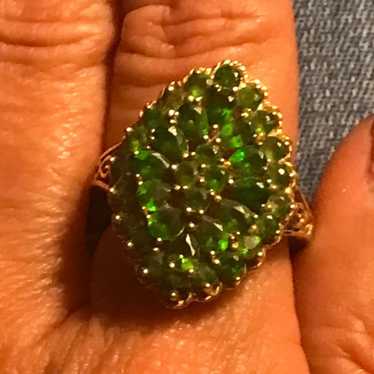 Rare 14k green garnet vintage ring - image 1