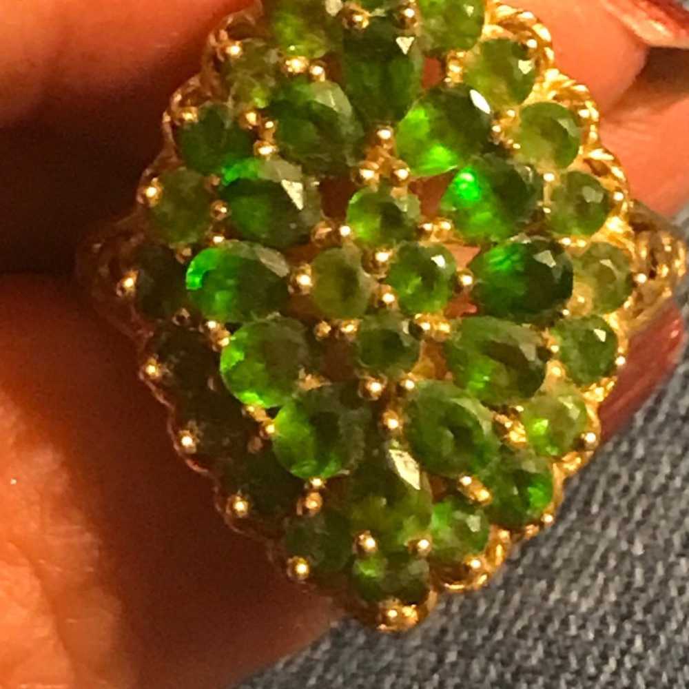 Rare 14k green garnet vintage ring - image 2