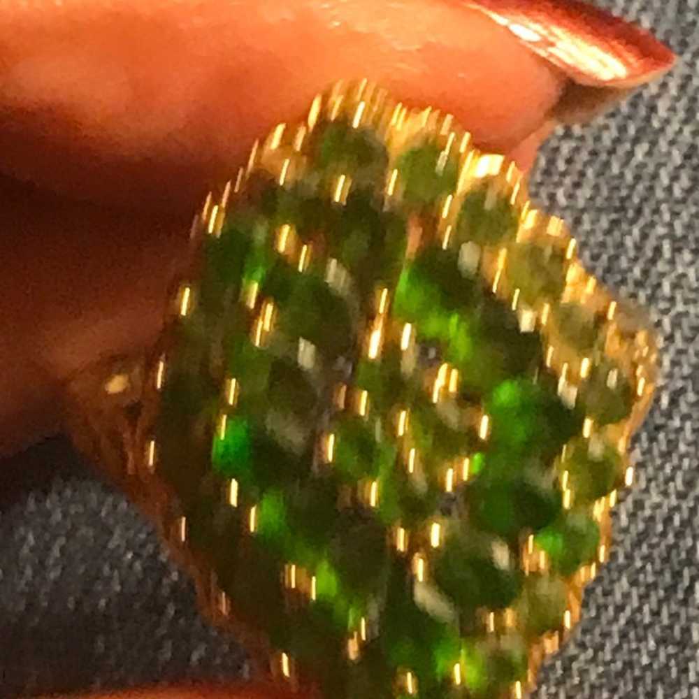 Rare 14k green garnet vintage ring - image 3