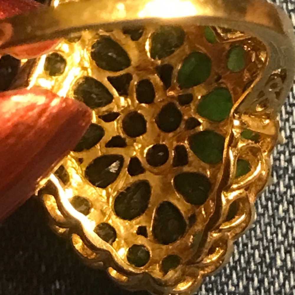 Rare 14k green garnet vintage ring - image 4