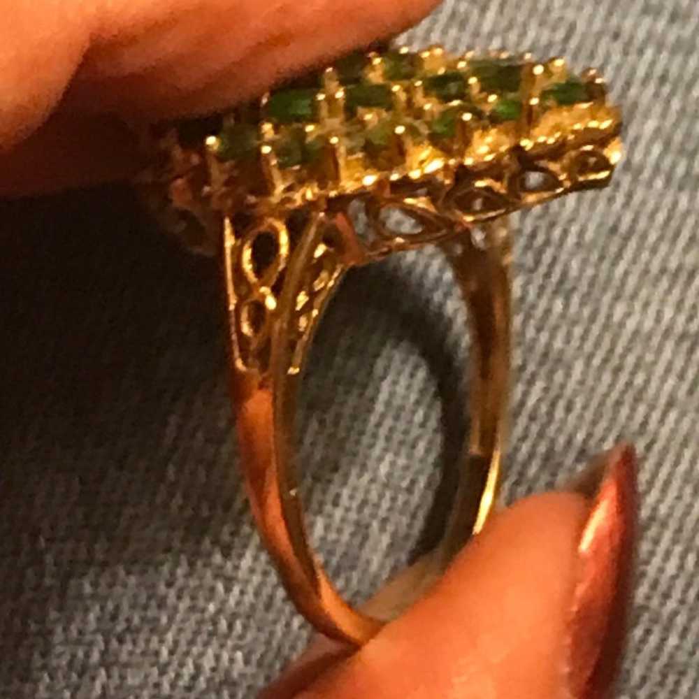 Rare 14k green garnet vintage ring - image 9