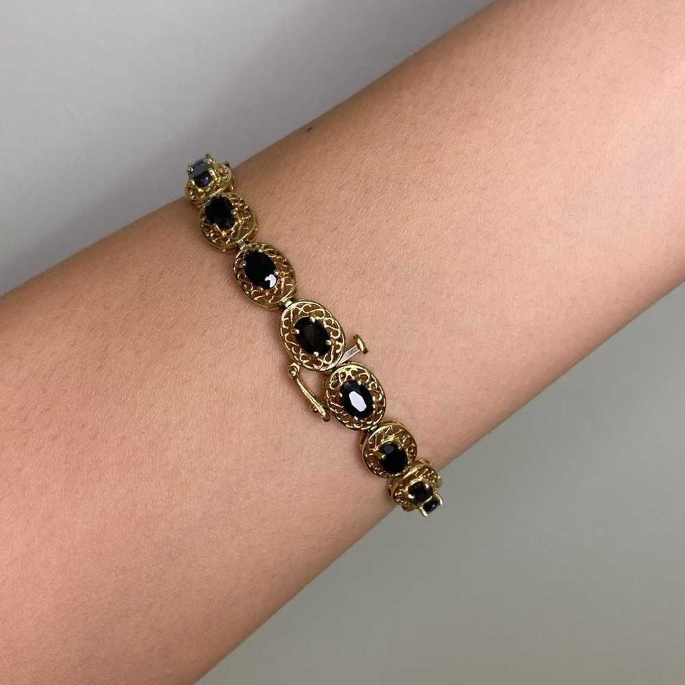 10k Gold Oval Sapphire Gemstone Bracelet - image 3