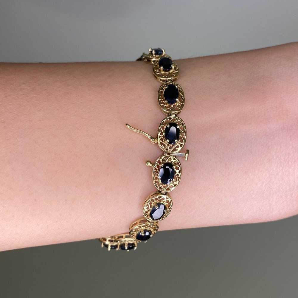 10k Gold Oval Sapphire Gemstone Bracelet - image 4