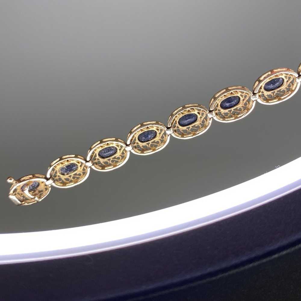 10k Gold Oval Sapphire Gemstone Bracelet - image 6