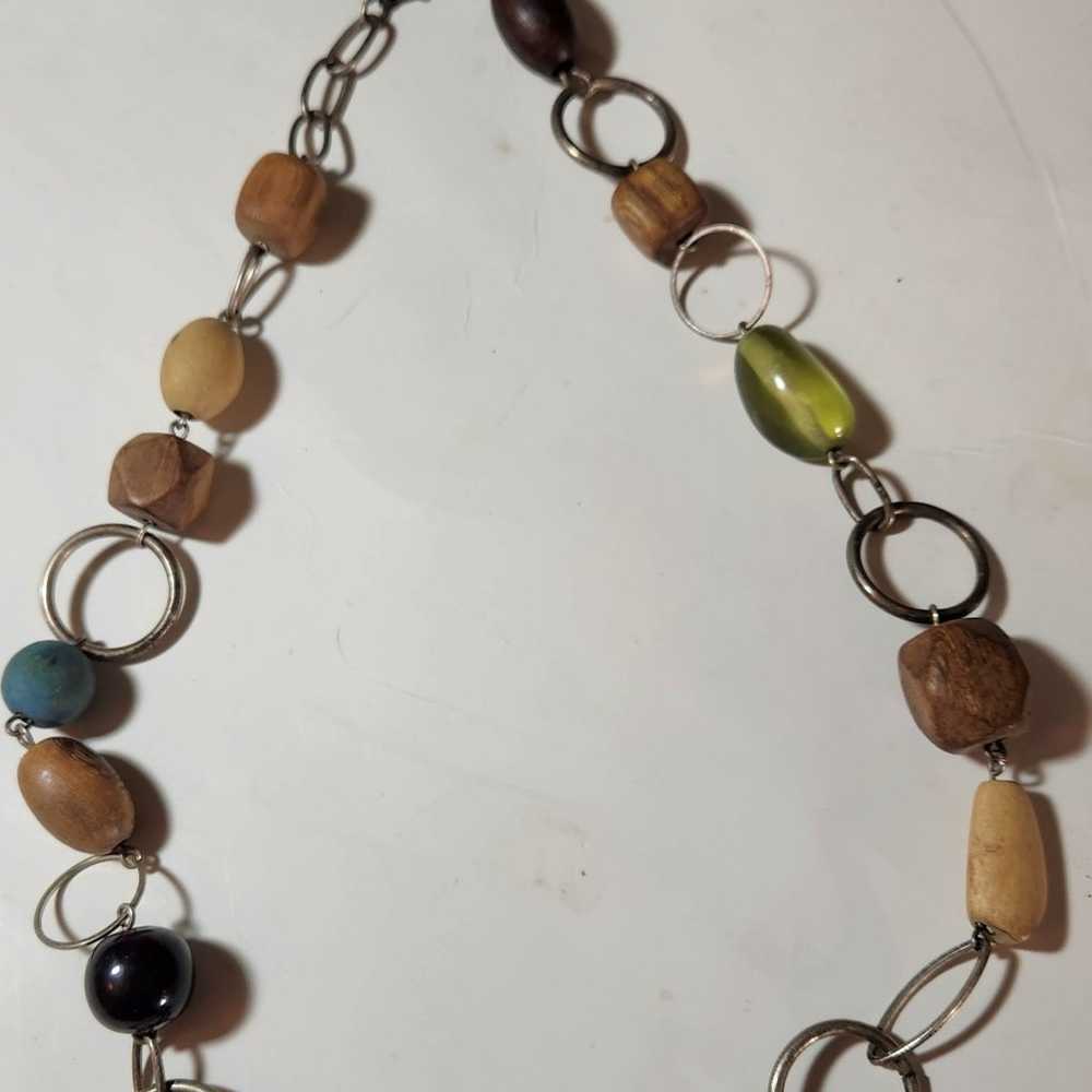 Vintage Chunky Wooden Bead Necklace - image 1