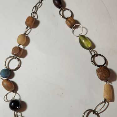 Vintage Chunky Wooden Bead Necklace - image 1