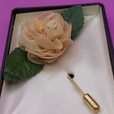 Vintage Chiffon Rose Stick Pin - image 1