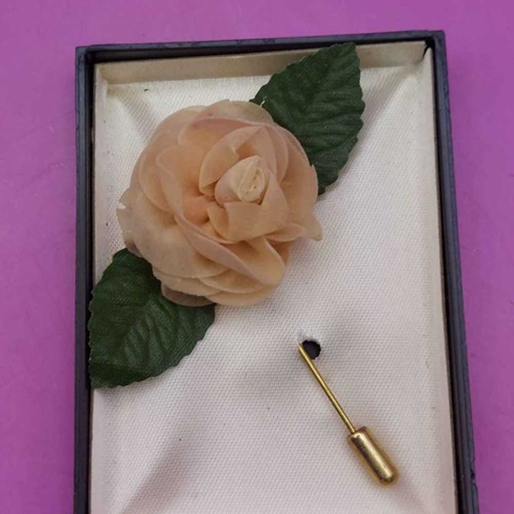 Vintage Chiffon Rose Stick Pin - image 2