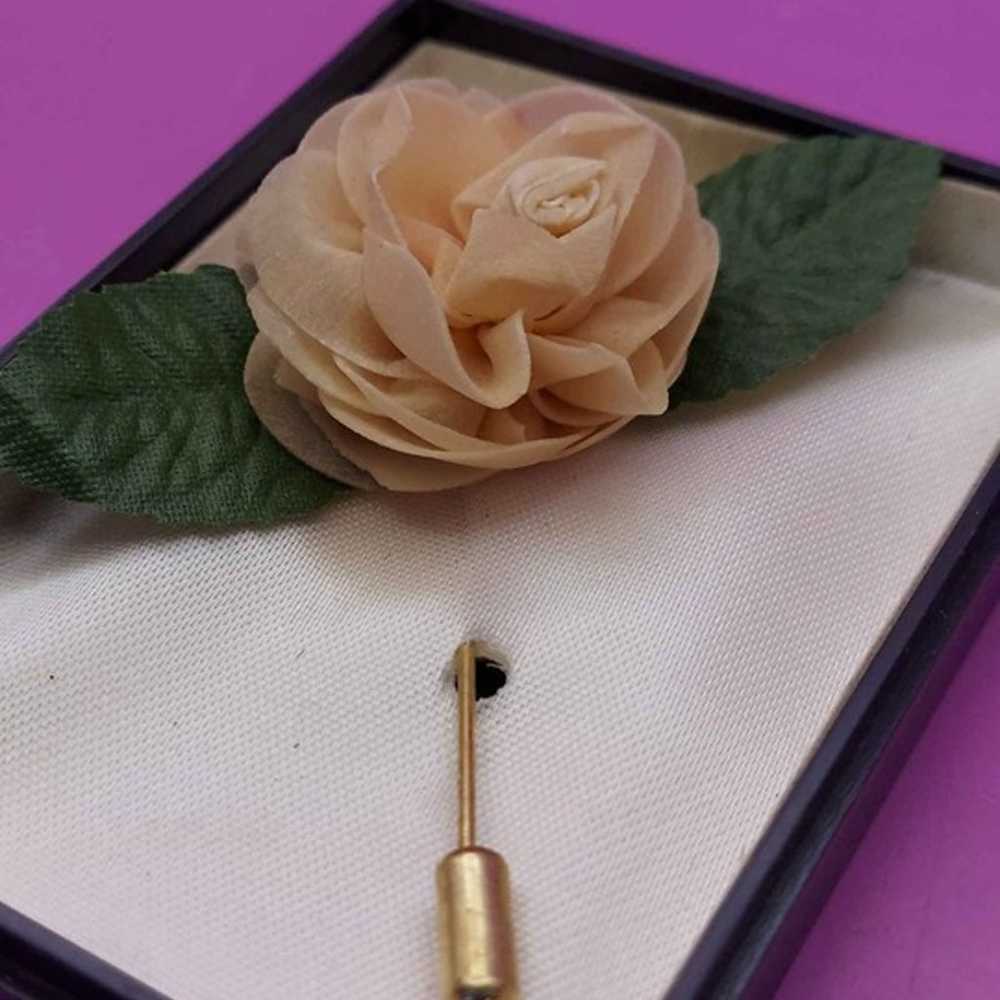 Vintage Chiffon Rose Stick Pin - image 4