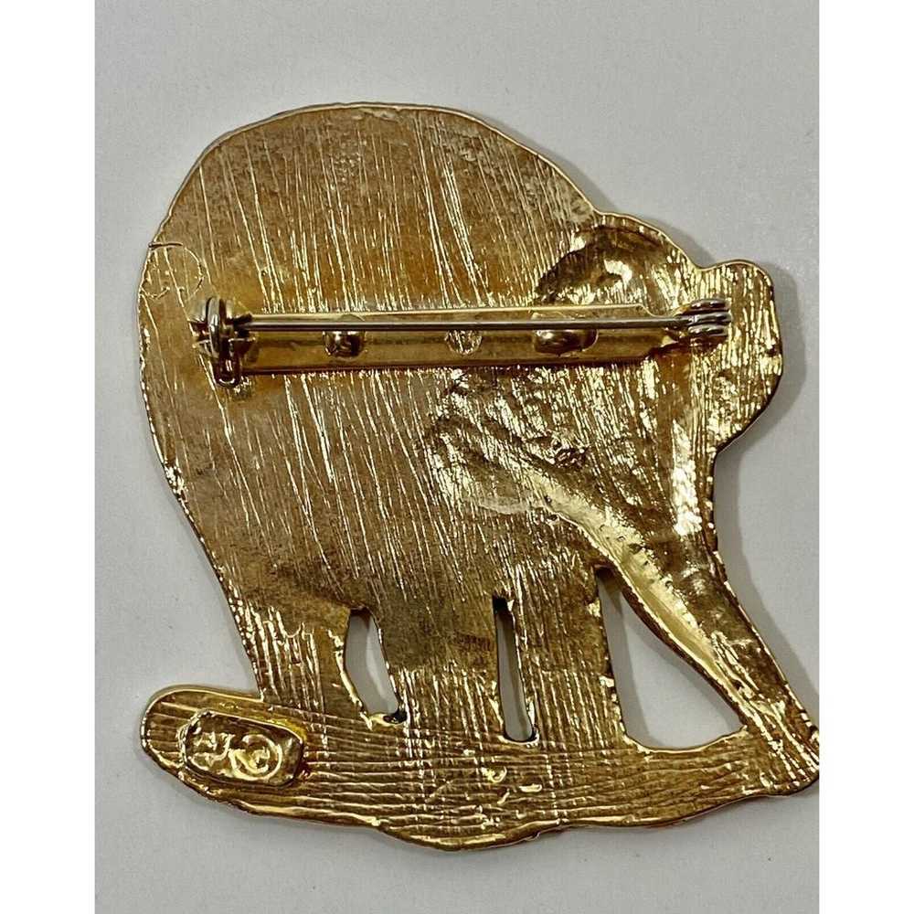 Vintage Elephant Brooch Pin Enamel Sparkles Goldt… - image 3