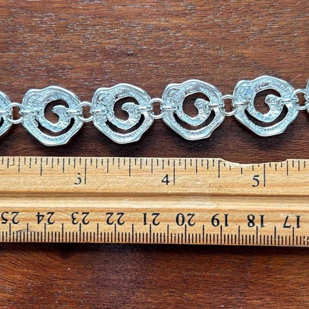 Vintage Silver Tone Spiral Panel Link Bracelet Ma… - image 3