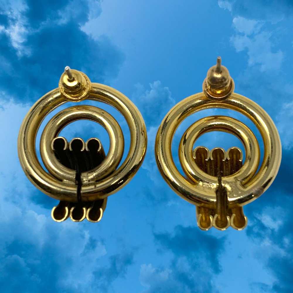 Vintage 1980's Tubular Gold Tone Earrings Pierced… - image 3