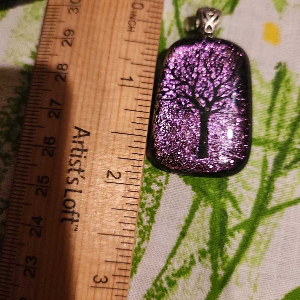 Purple glass like tree pendant - image 4