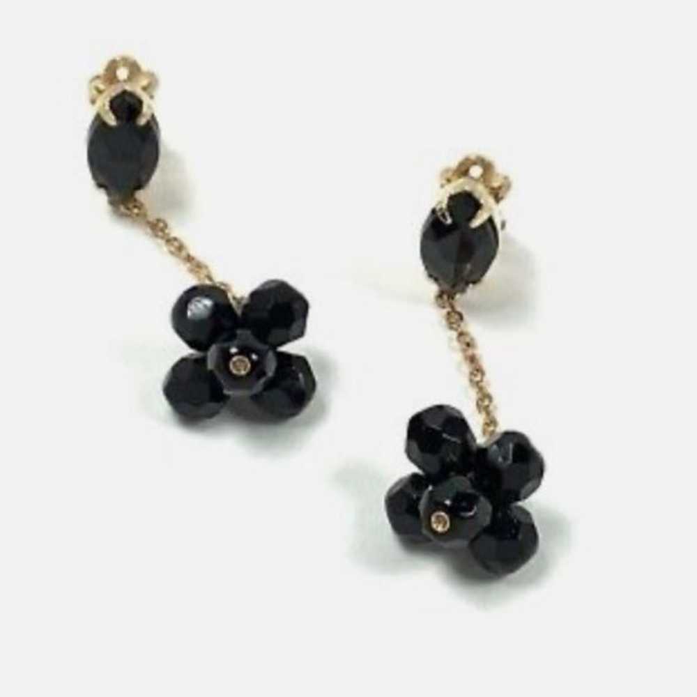 Vintage black marquise and dangling glass cluster… - image 2