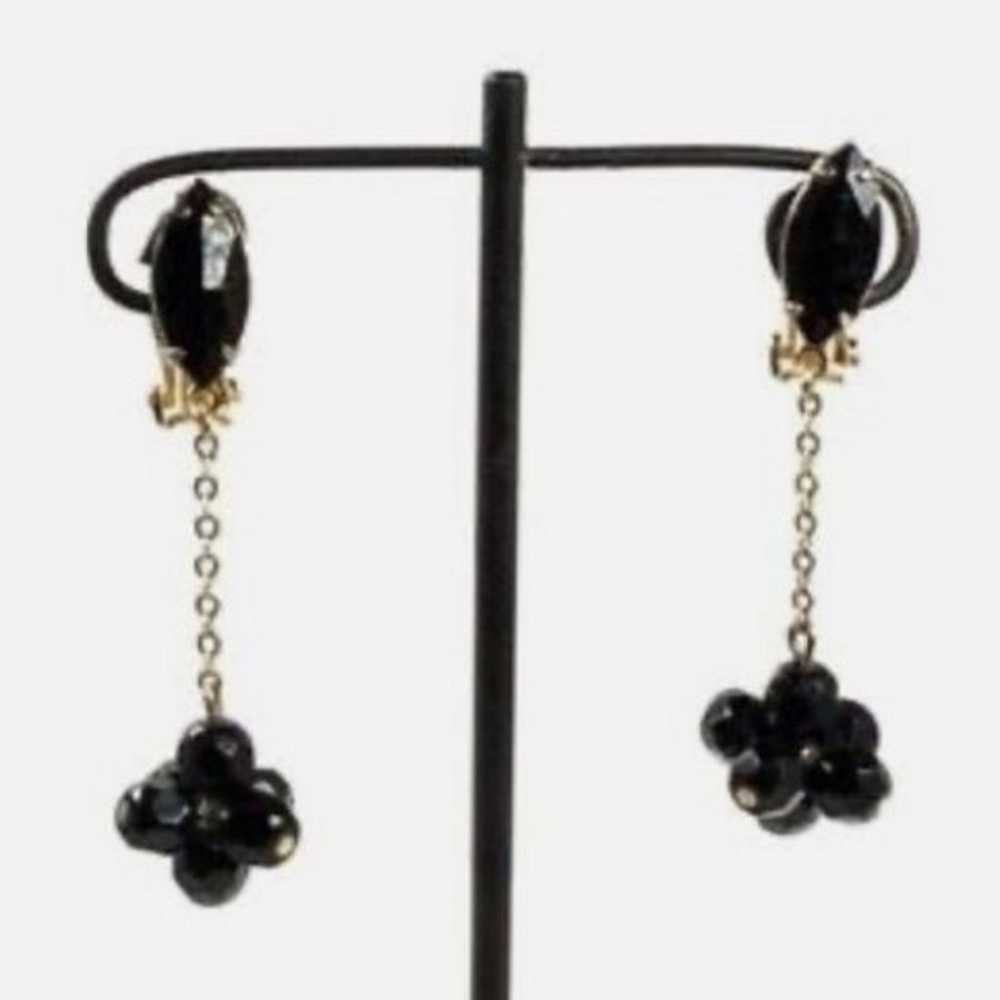 Vintage black marquise and dangling glass cluster… - image 3