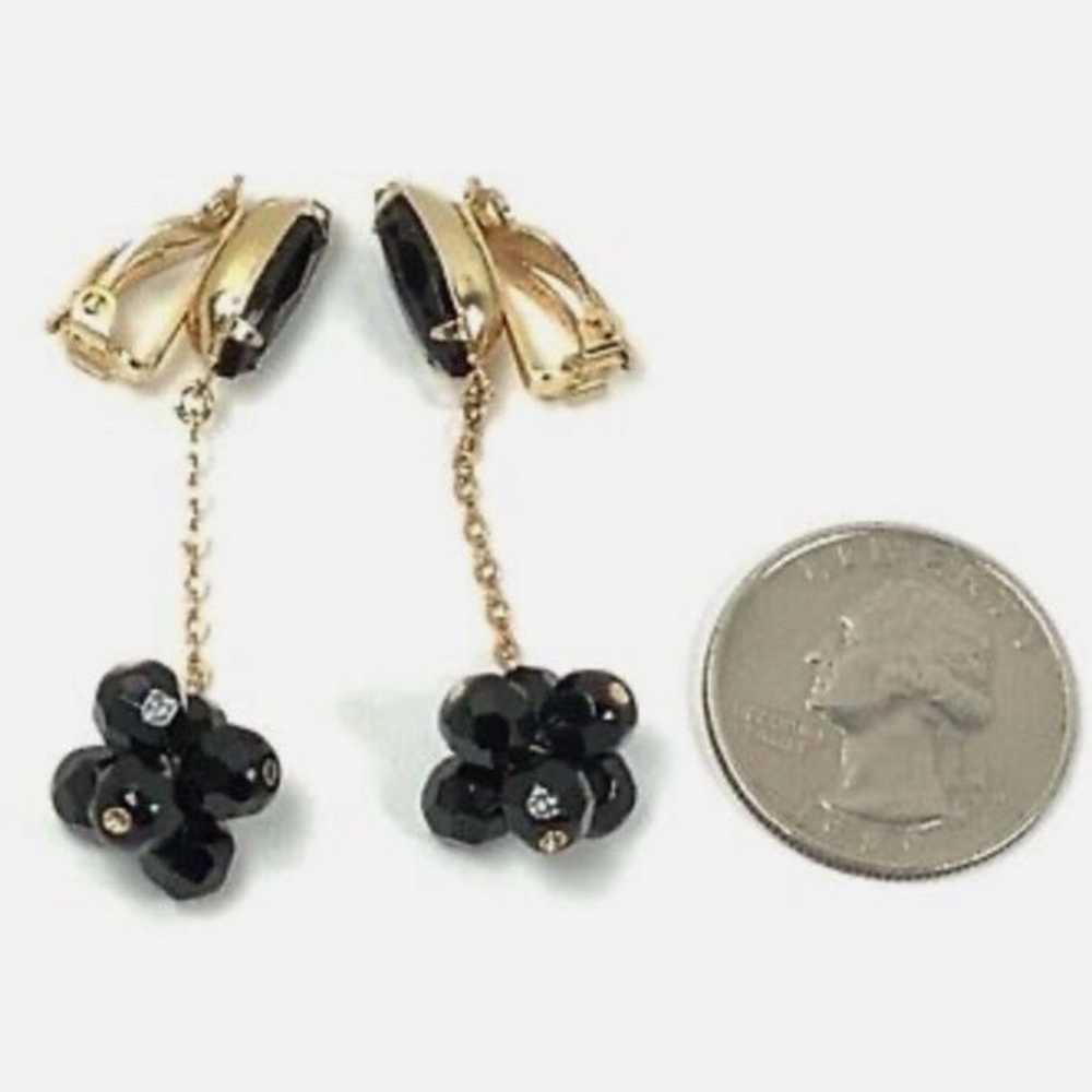 Vintage black marquise and dangling glass cluster… - image 6