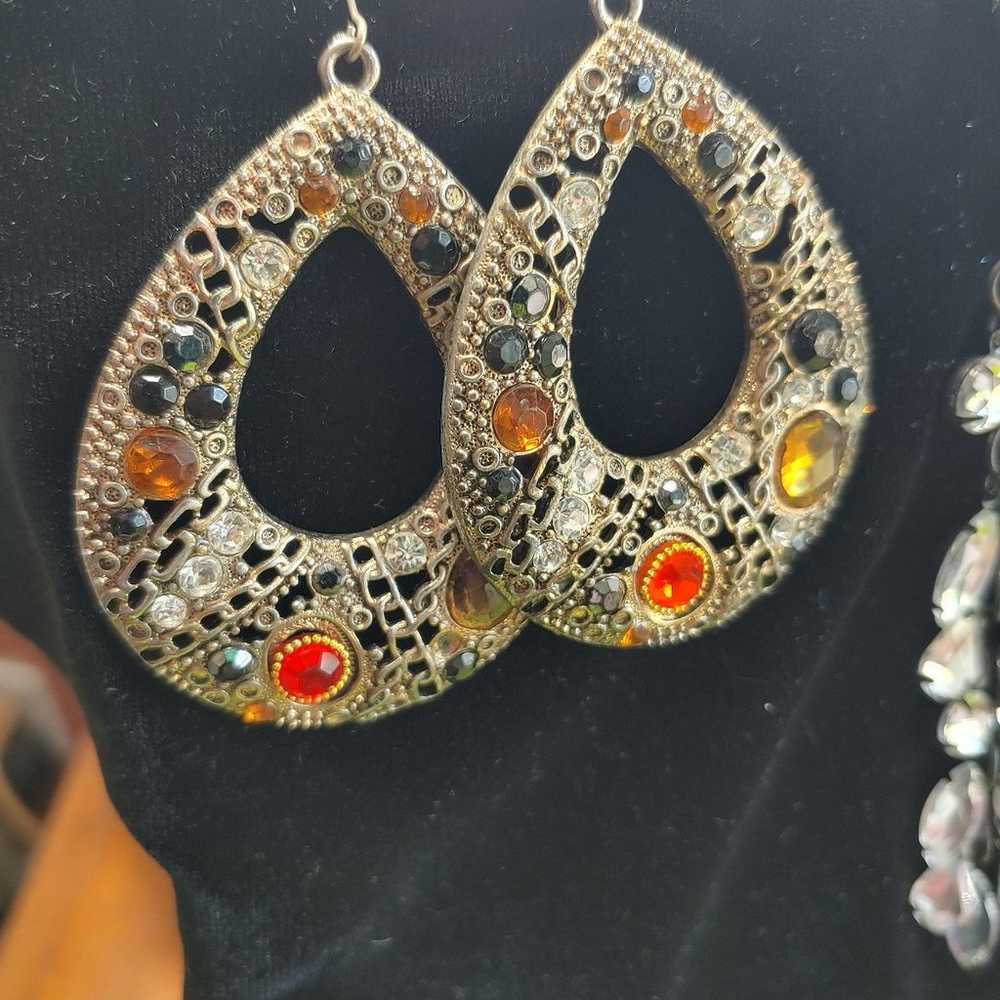 Costume Jewelry large earring lot - image 3