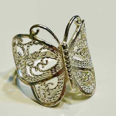 Vintage BEAUTIFUL BUTTERFLY Ring stamped 925 Ster… - image 1