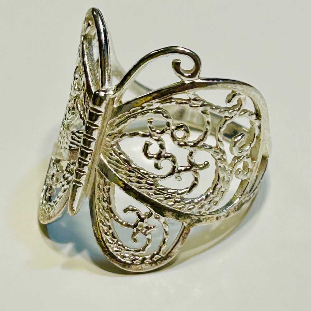 Vintage BEAUTIFUL BUTTERFLY Ring stamped 925 Ster… - image 2