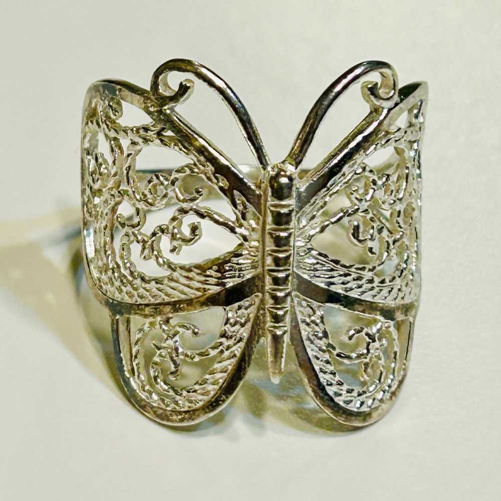 Vintage BEAUTIFUL BUTTERFLY Ring stamped 925 Ster… - image 4