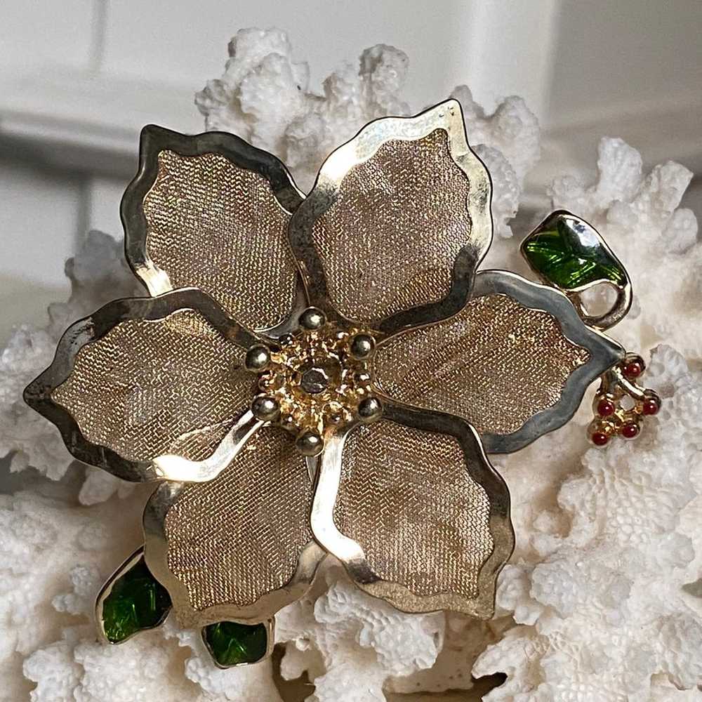 Vintage Kenneth Cole Poinsettia Pin Brooch - image 1