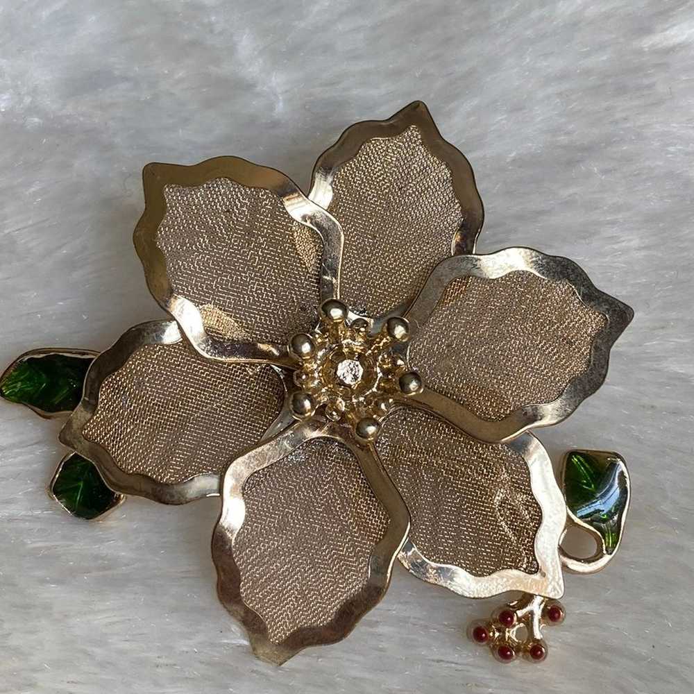 Vintage Kenneth Cole Poinsettia Pin Brooch - image 2