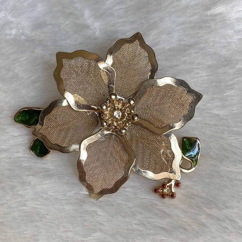 Vintage Kenneth Cole Poinsettia Pin Brooch - image 3