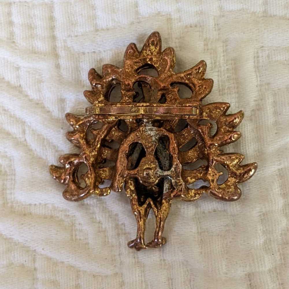 Vintage Gold Tone Peacock Pendant - image 2