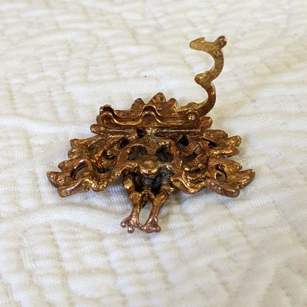 Vintage Gold Tone Peacock Pendant - image 3