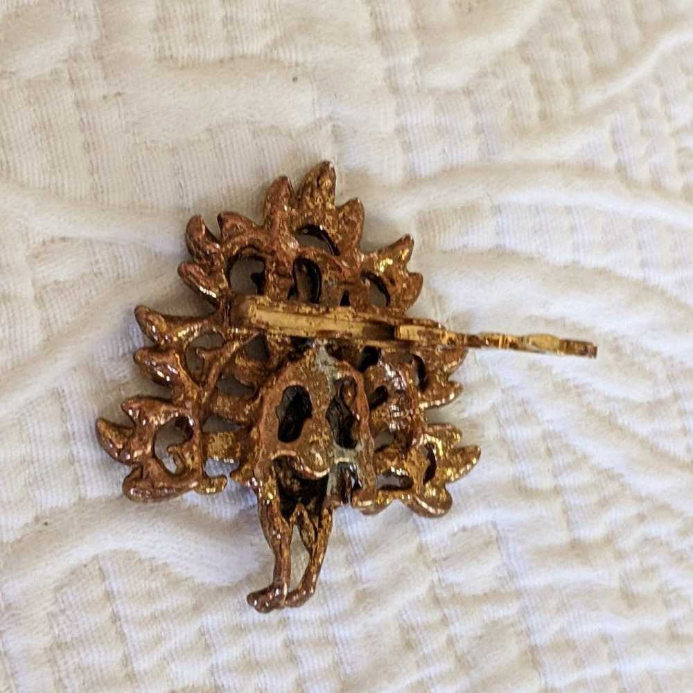 Vintage Gold Tone Peacock Pendant - image 6