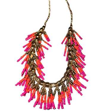 Necklace vintage fringe boho native seed bead ora… - image 1