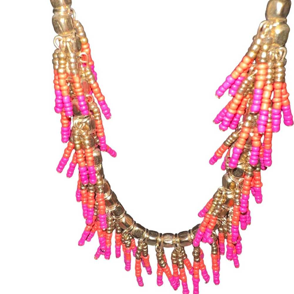 Necklace vintage fringe boho native seed bead ora… - image 2