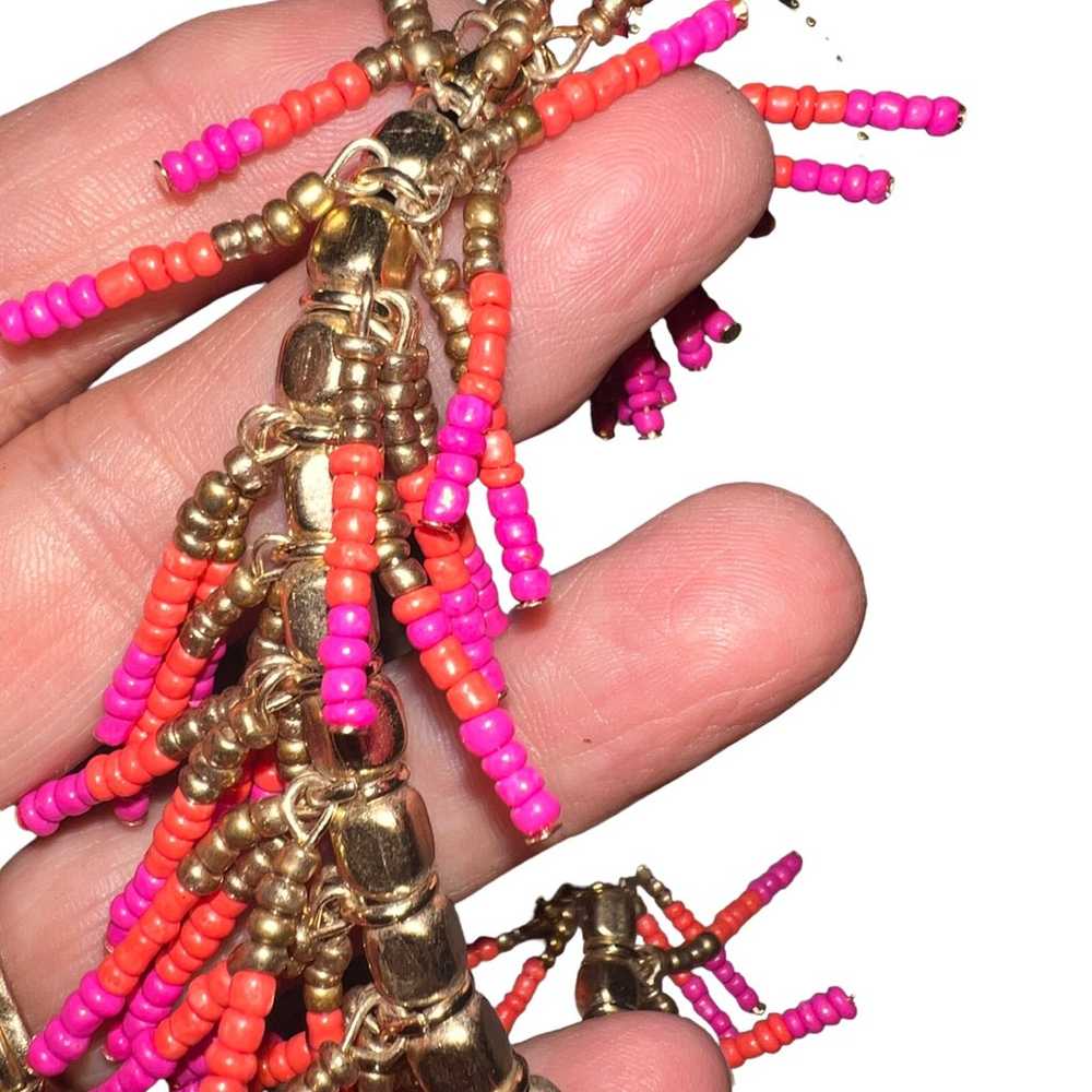 Necklace vintage fringe boho native seed bead ora… - image 3