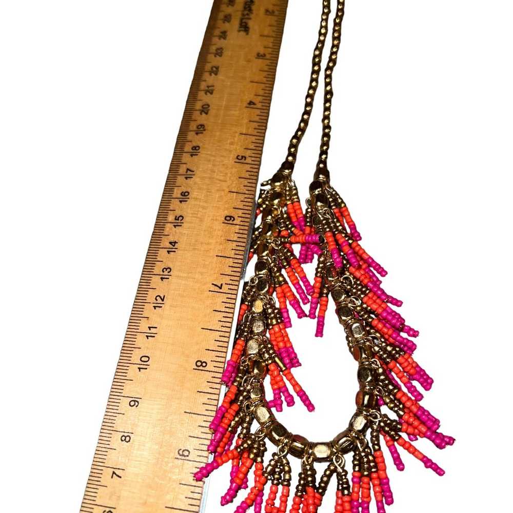 Necklace vintage fringe boho native seed bead ora… - image 4