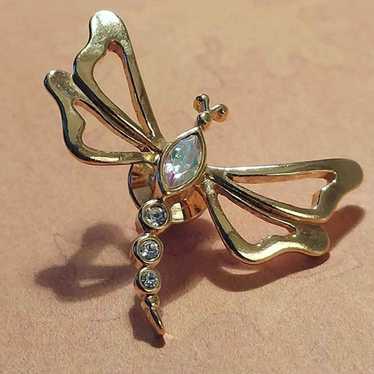 Vintage Avon Dragonfly Crystal Pin - image 1