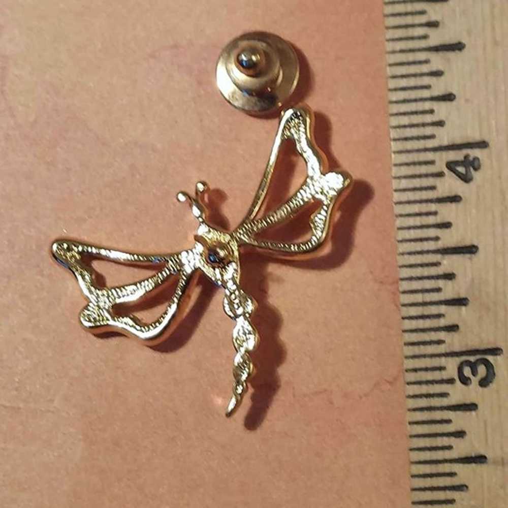 Vintage Avon Dragonfly Crystal Pin - image 3