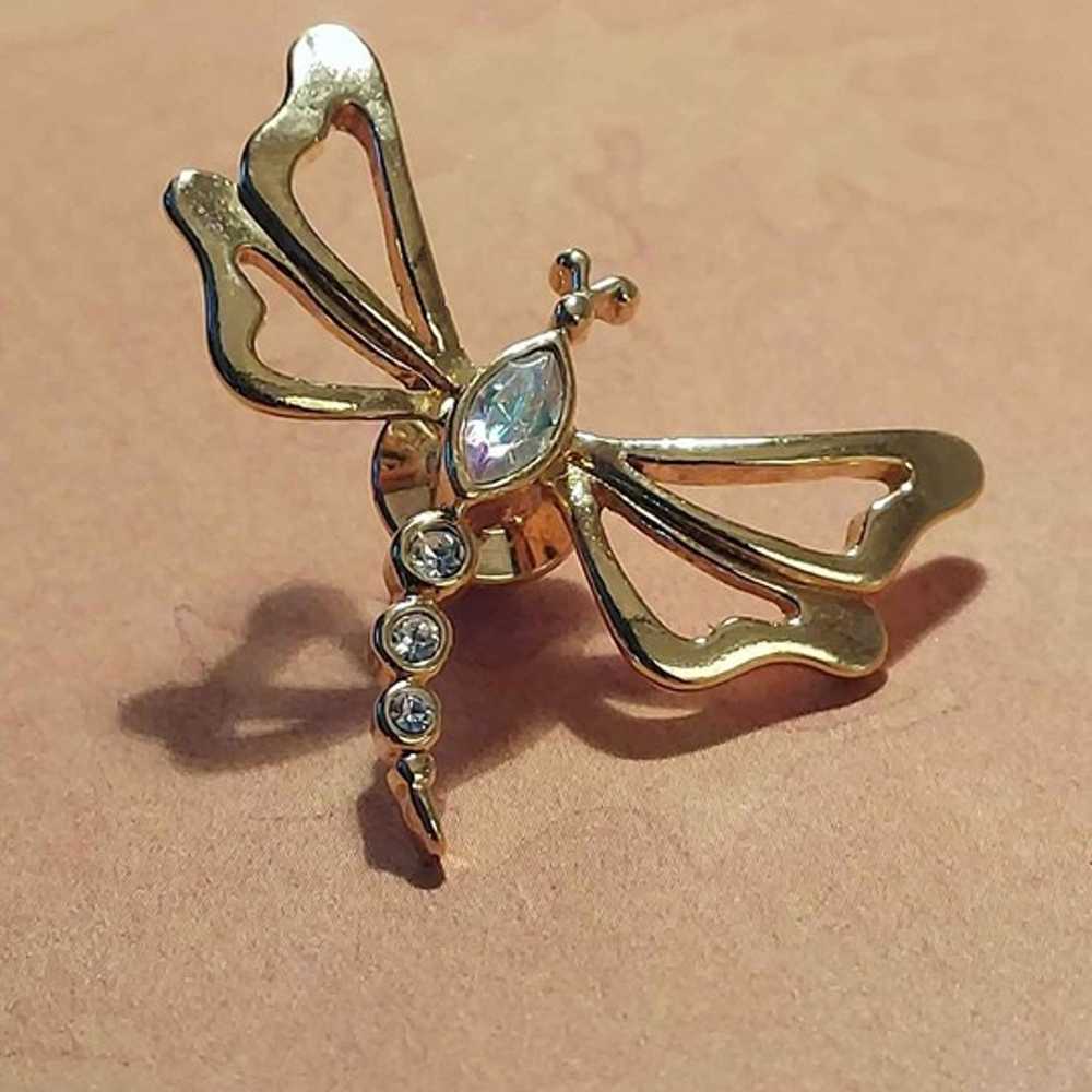 Vintage Avon Dragonfly Crystal Pin - image 5