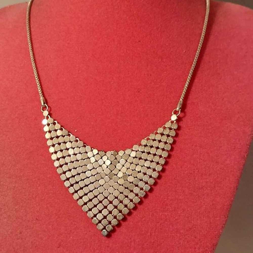 Vintage 1980's Silver Mesh Necklace - image 1