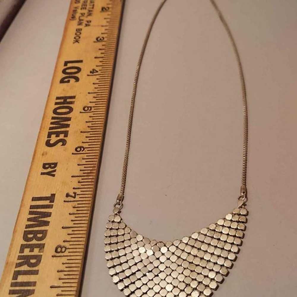 Vintage 1980's Silver Mesh Necklace - image 3