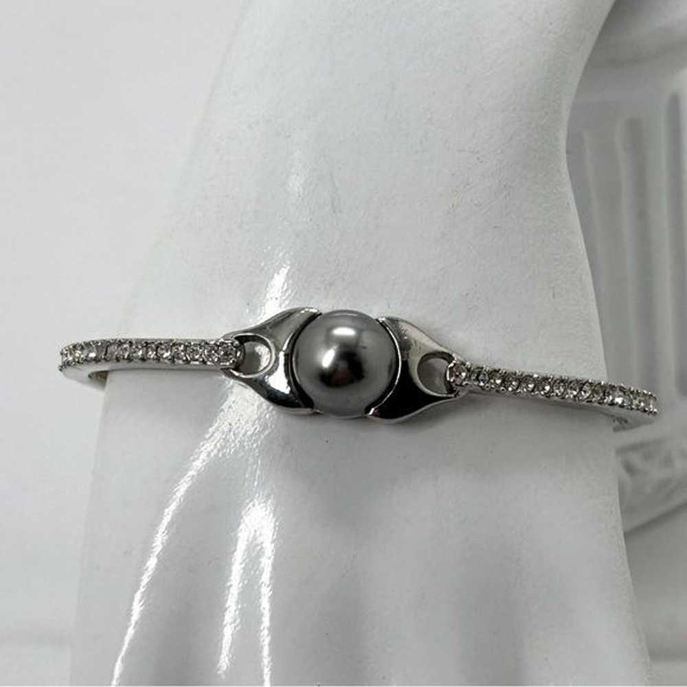 Avon, Vintage Silver Bracelet With Steel Gray Pea… - image 1