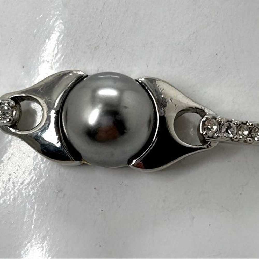 Avon, Vintage Silver Bracelet With Steel Gray Pea… - image 3