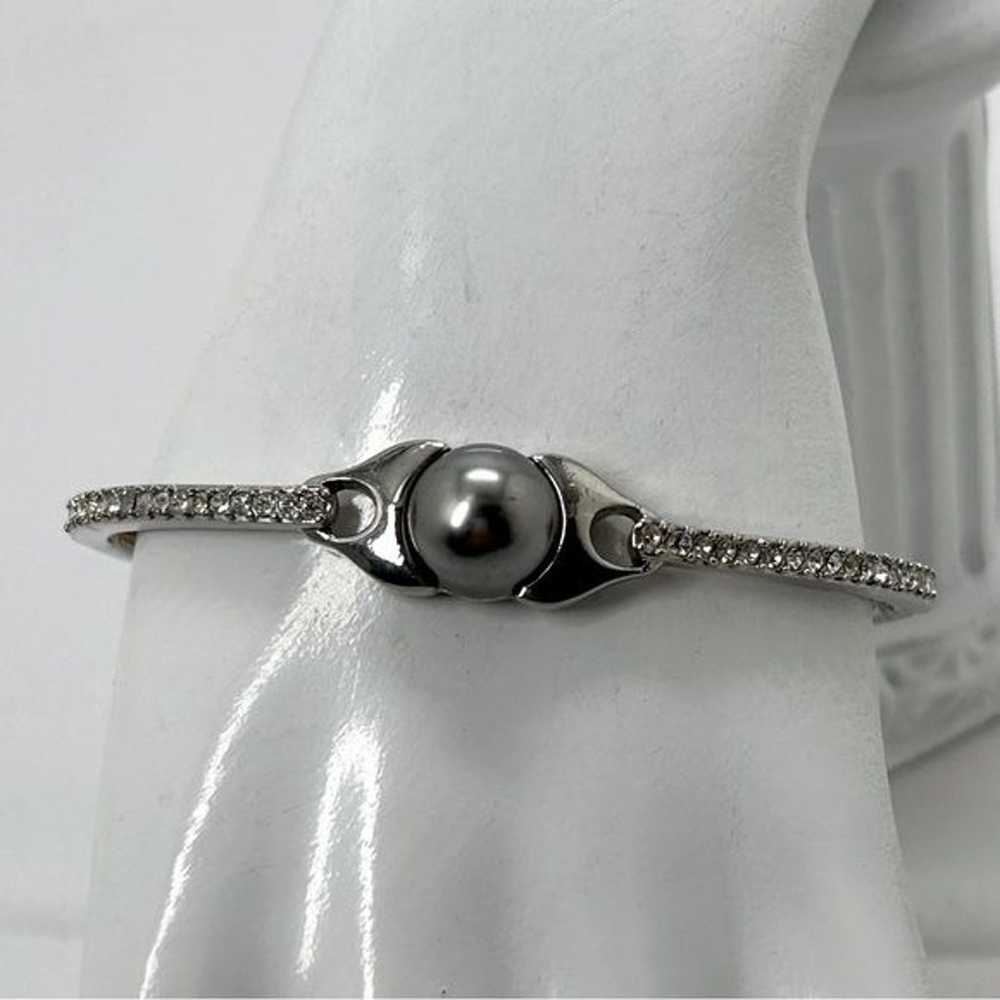 Avon, Vintage Silver Bracelet With Steel Gray Pea… - image 8