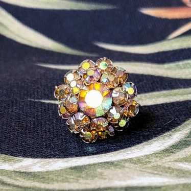 Vintage AB Rhinestone Dome Cluster Cocktail Ring - image 1