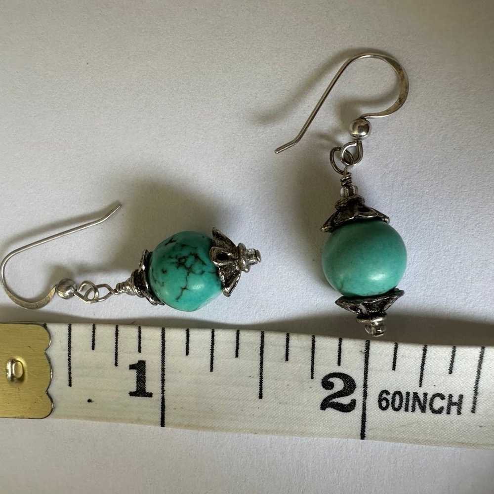 Vintage Turquoise Blue Dangle Bead Earrings - image 5