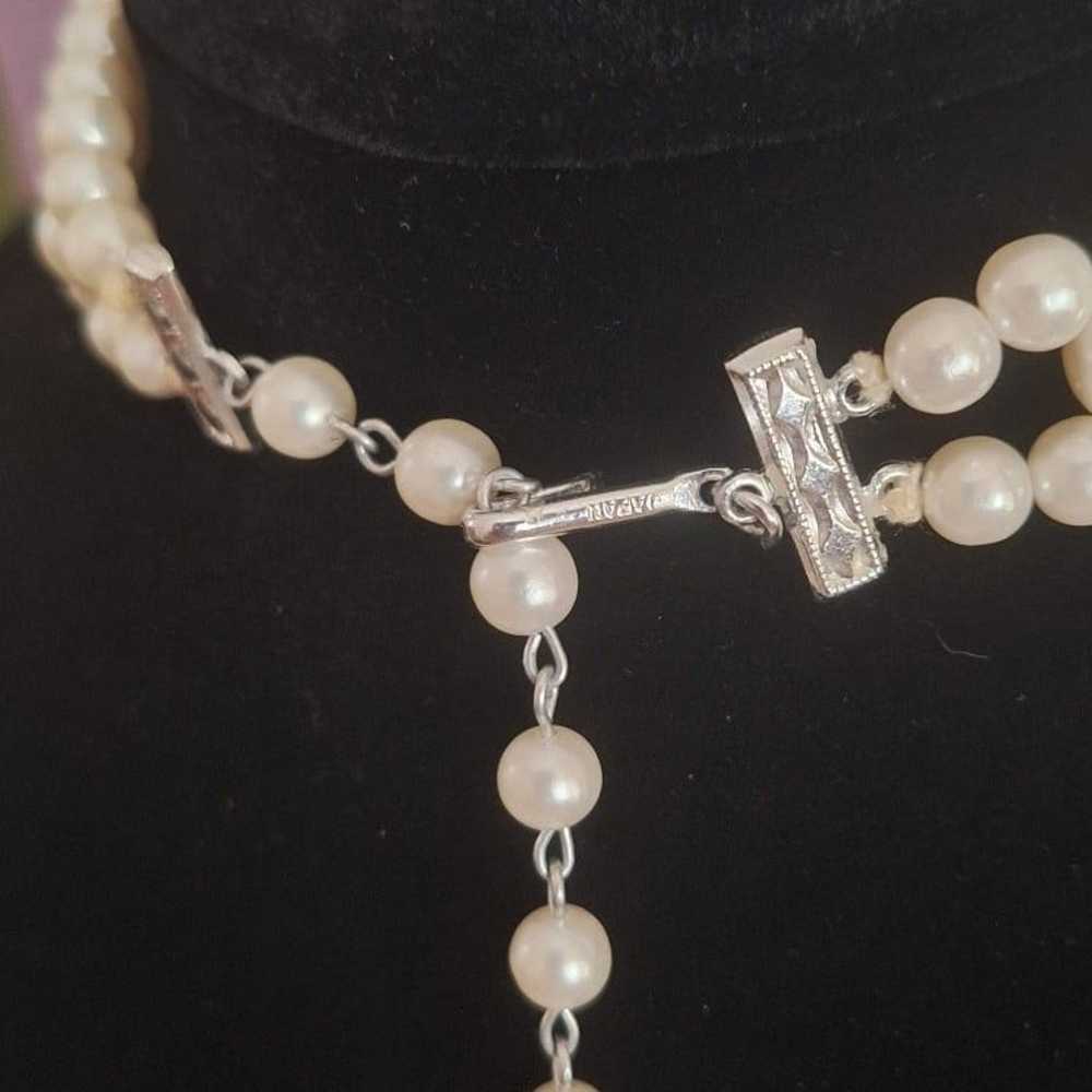 Vintage Faux Pearl Woven Choker Necklace - image 4