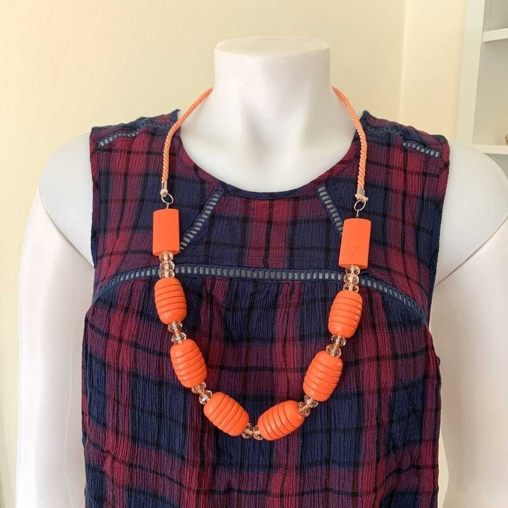 pink orange coral carved wood and plastic beads n… - image 1