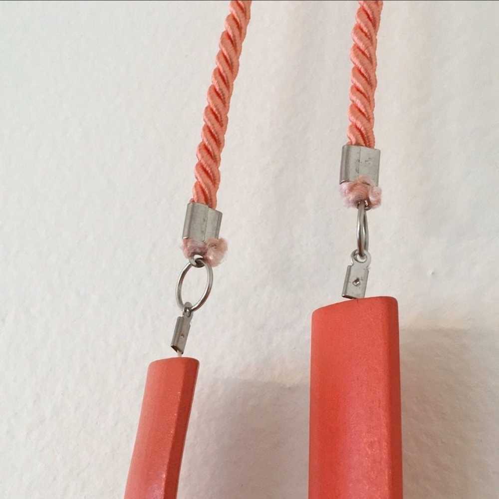 pink orange coral carved wood and plastic beads n… - image 6