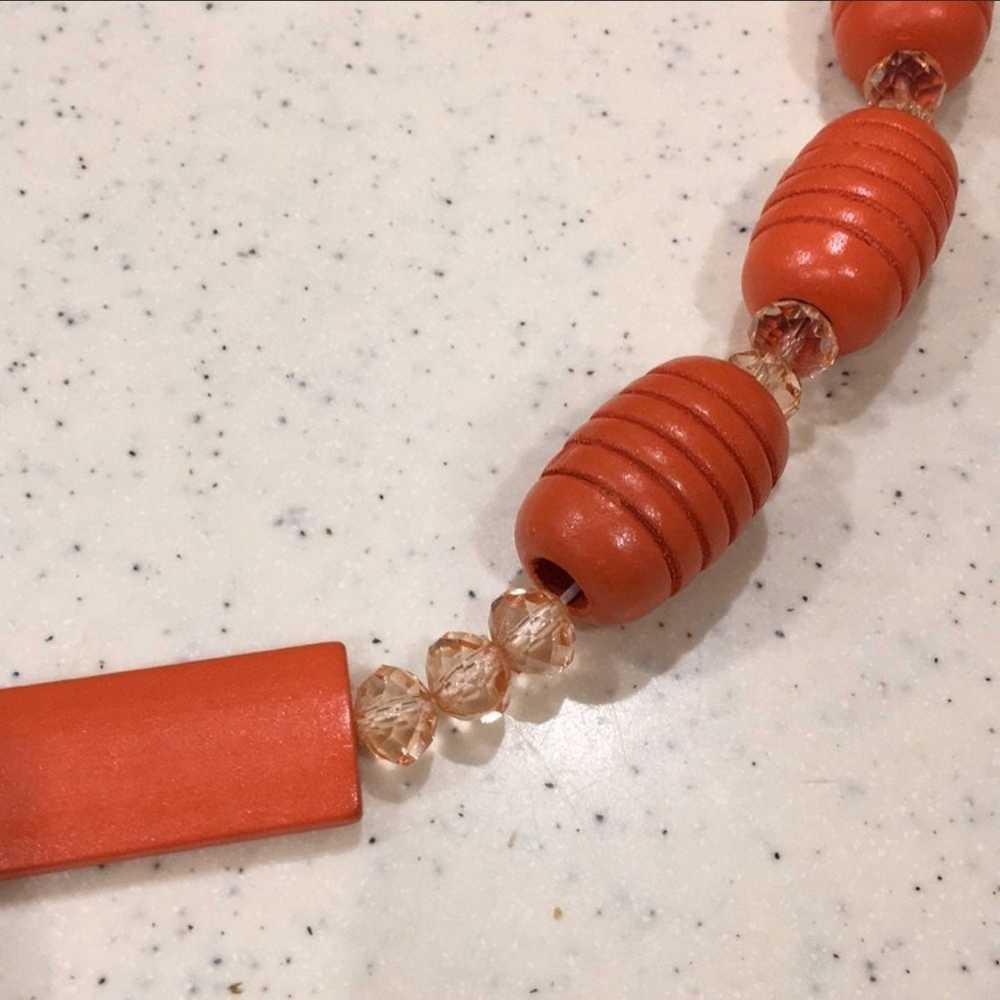 pink orange coral carved wood and plastic beads n… - image 8