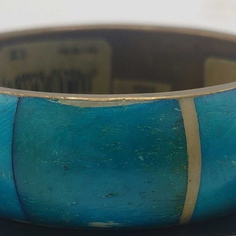 Vintage brass Nordstrom dyed blue bone bangle bra… - image 5