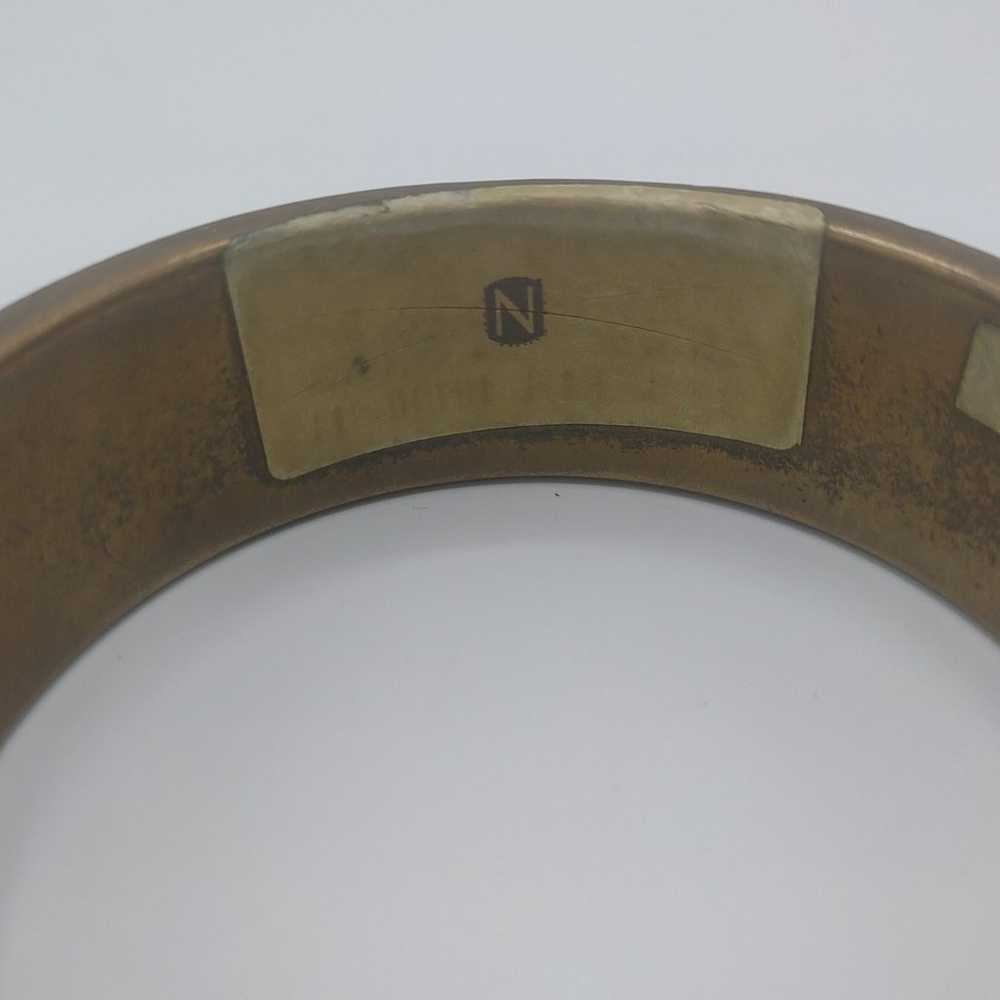 Vintage brass Nordstrom dyed blue bone bangle bra… - image 7